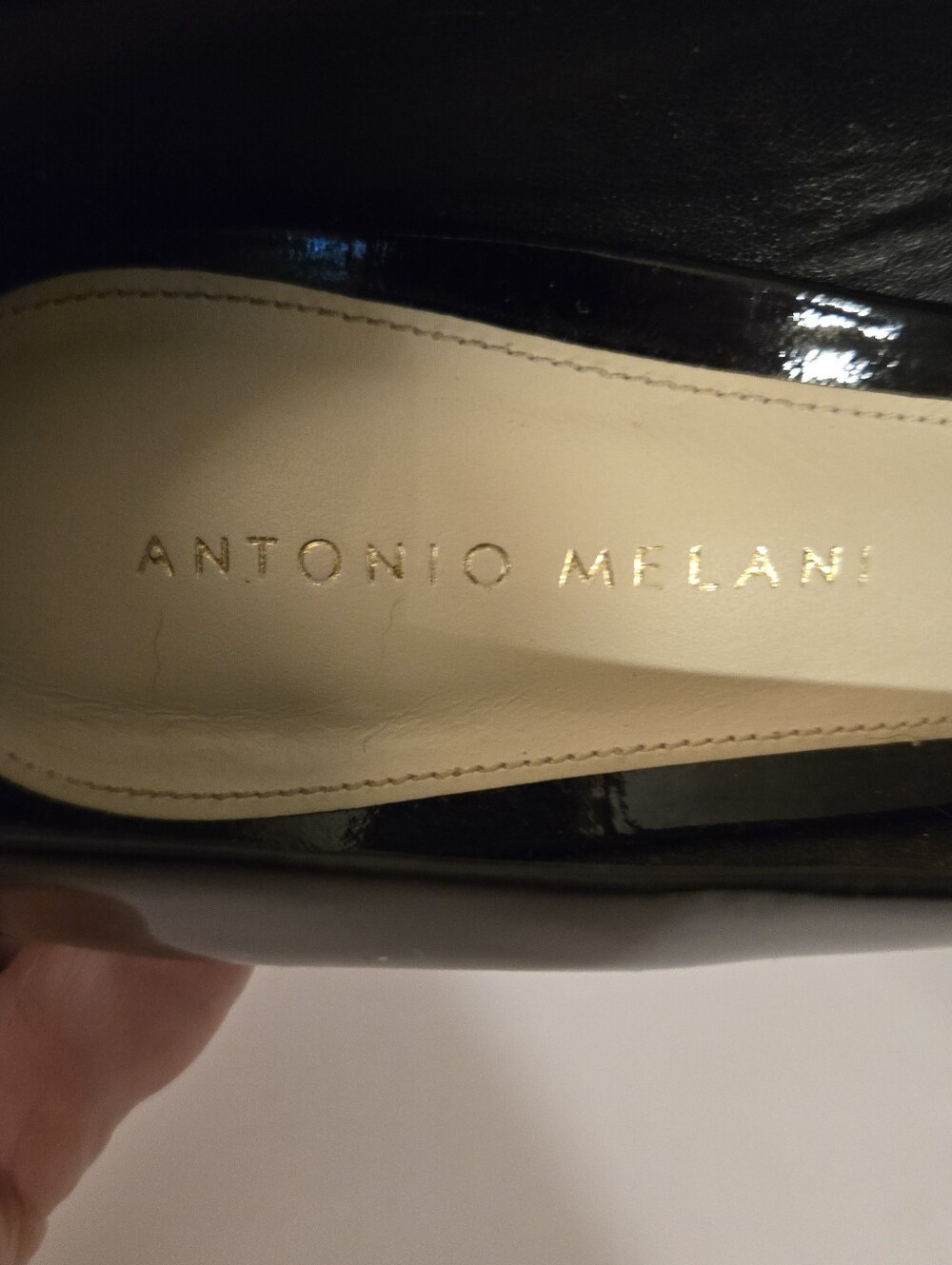 Antonio Melani Womens Jem Black Patent Leather Peep Toe Heels Size 8.5M - Picture 9 of 10